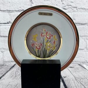 The Art of Chokin 6in 24K Gold Trim Plate Butterfly Floral Vintage Iris MCM *